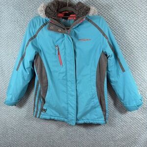 Zero Xposur Jacket Girls 14 Large‎ Blue Pink Outdoors Parka Hooded Coat Kids
